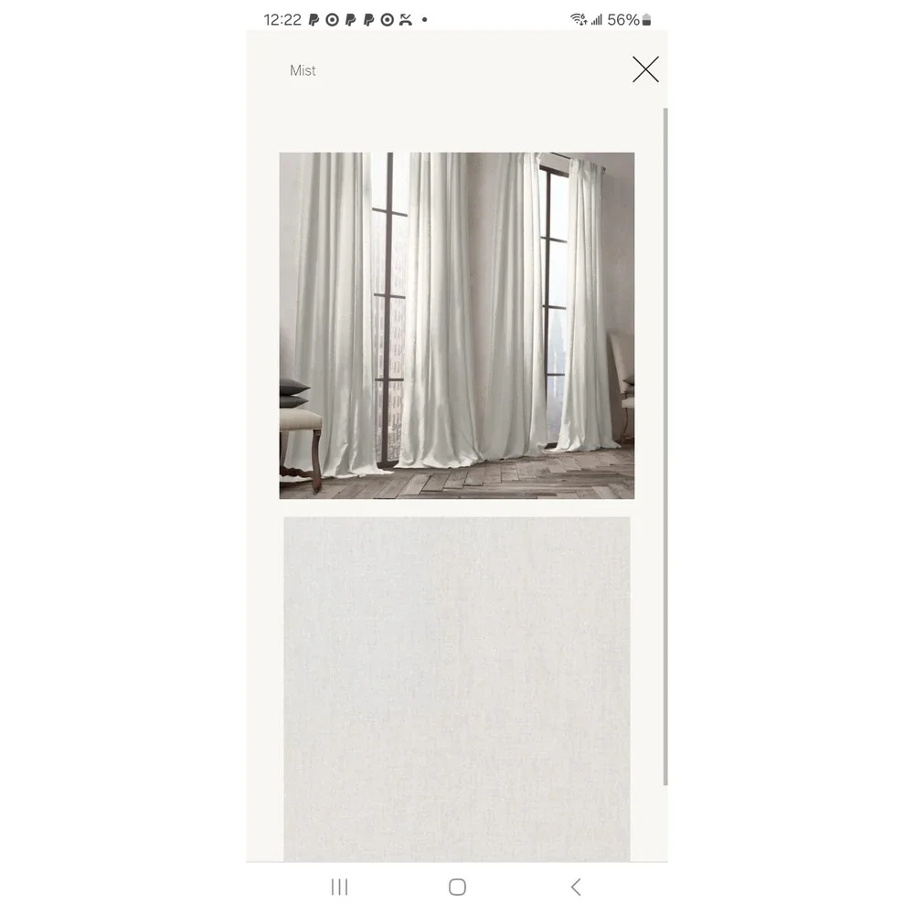 RH Restoration Hardware Belgian Opaque Mist Grey Curtain Panel 50 X‎ 96 NOS